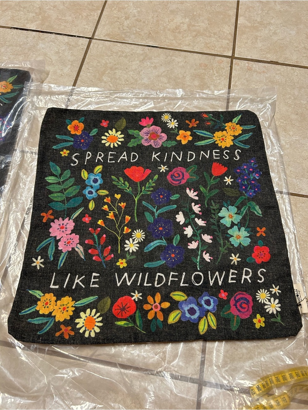 Natural Life Spread Kindness Like Wildflowers Floral Canvas Pillow Cover